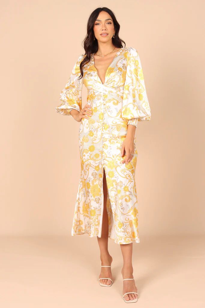 Madam Long Sleeve Midi Dress - Yellow Floral | Petal & Pup (US)