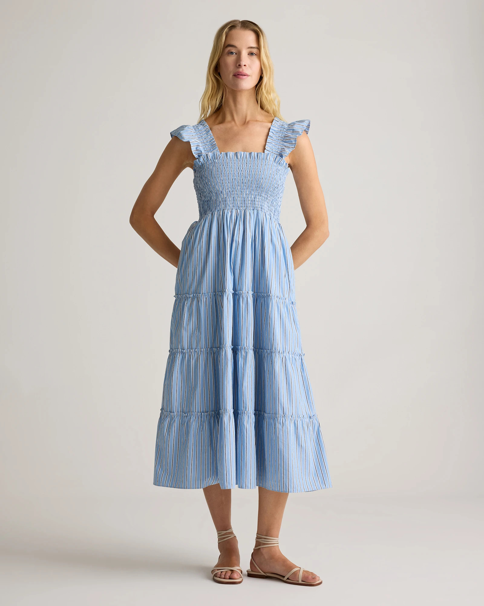 100% Organic Cotton Poplin Smocked Midi Dress | Quince