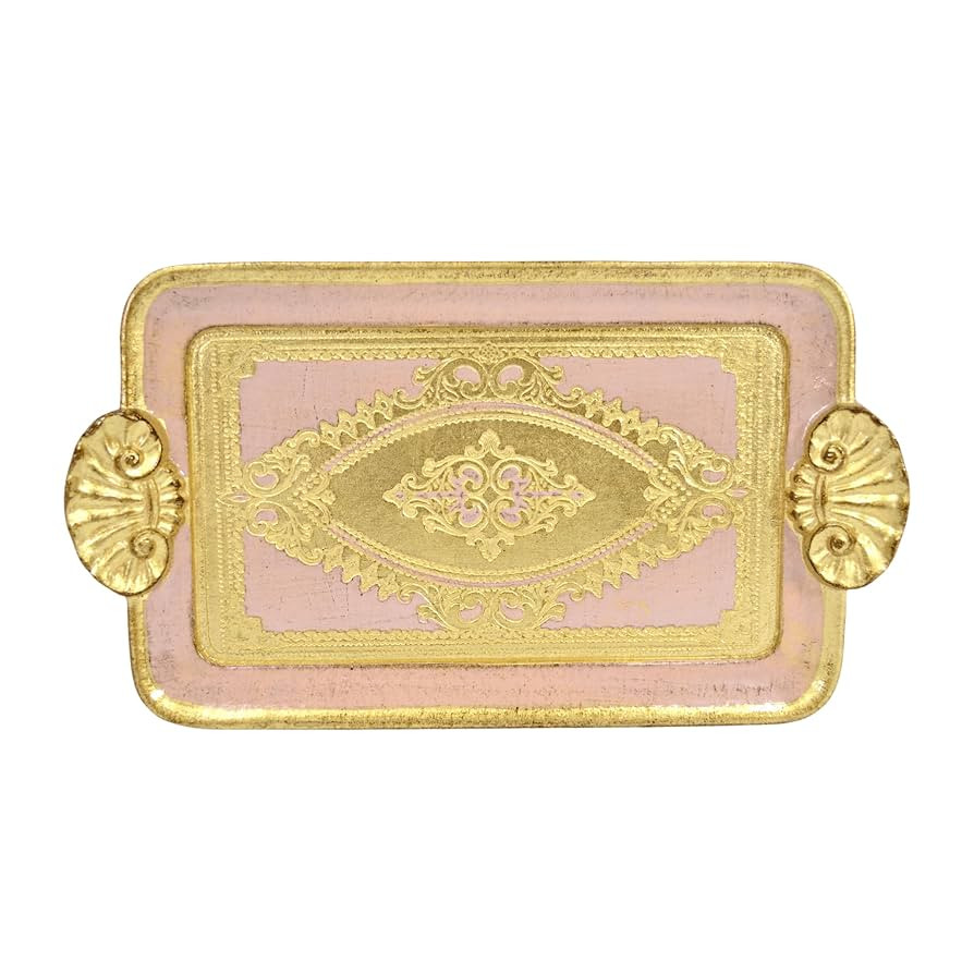 Florentine Wood Serving Tray Vintage Platter with Shell Handle, Gold Home Decor, Coquette Room De... | Amazon (US)