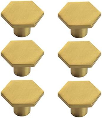 BINO 6-Pack Cabinet Knobs - 1.33" Diameter (34mm), Brass - Dresser Knobs for Dresser Drawer Knobs... | Amazon (US)