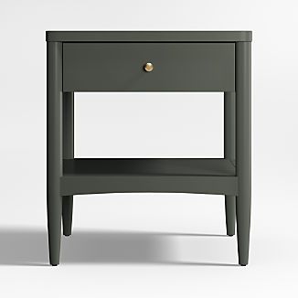Hampshire Olive Green Wood Kids Nightstand with Drawer + Reviews | Crate & Kids | Crate & Barrel