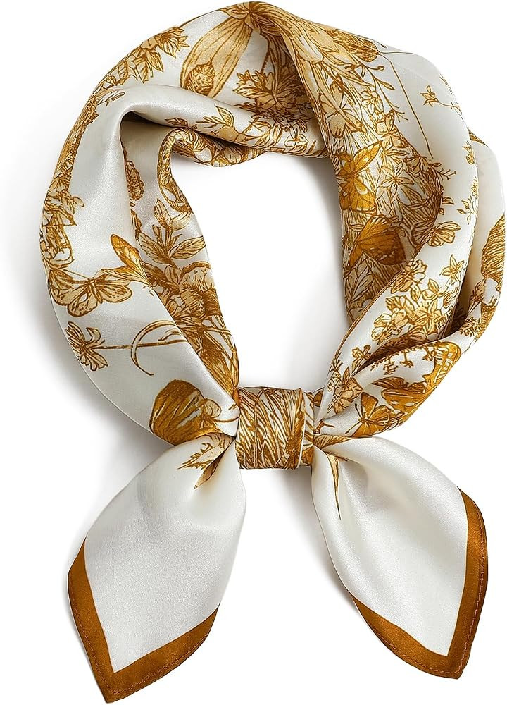 100% Pure Mulberry Silk Square Scarf-27''x27 Lightweight Hair Scarves Headscarf Night Sleeping wi... | Amazon (US)
