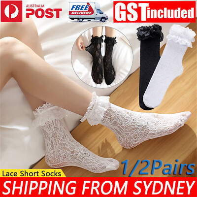 Women Lady Girls Ankle Fancy Fairy Retro Lace Ruffle frilly princess Short Socks | eBay AU