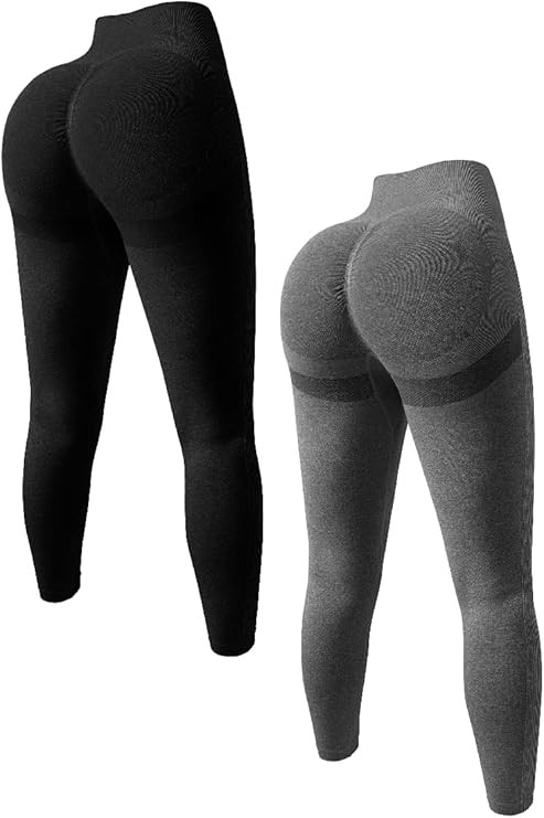 OQQ Women's 2 Piece Butt Lifting Yoga Leggings Workout High Waist Tummy Control Ruched Booty Pant... | Amazon (US)