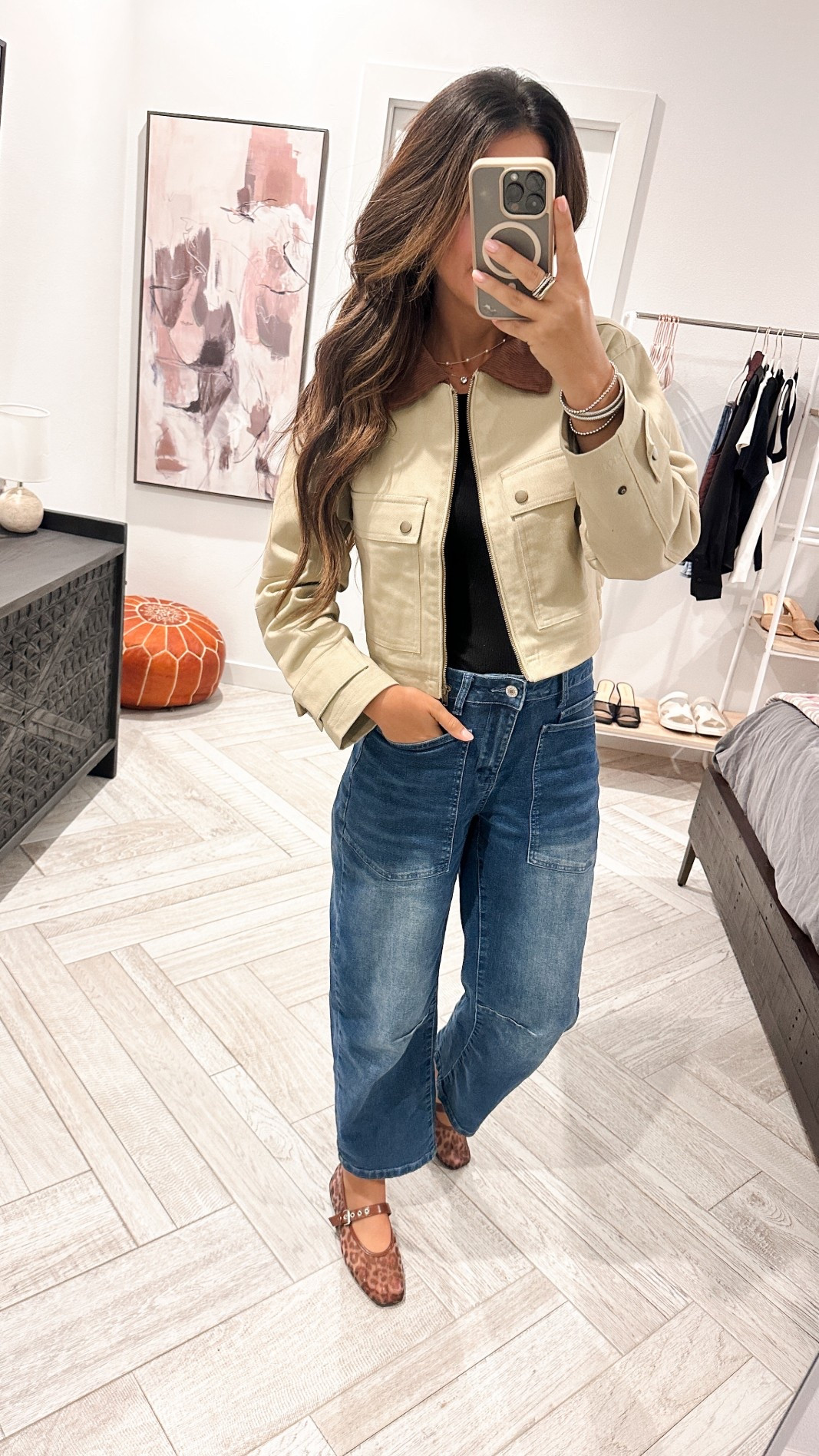 How I styled the barn coat jacket trend. Added a pair of barrel jeans with the viral Amazon leopard ballet flats. Perfect look for Fall! 

#LTKStyleTip #LTKWorkwear #LTKFindsUnder50