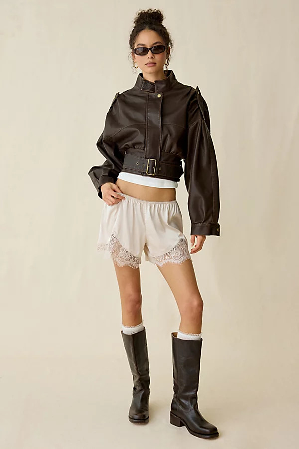 Out From Under Slip Away Lace Trim Satin Shorts | Urban Outfitters (US and RoW)