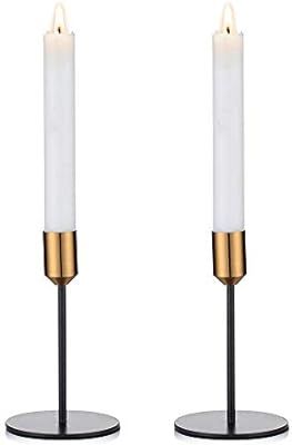 Nuptio Candlestick Holders Taper Candle Holders, 2 Pcs Candle Stick Holders Set, Gold & Black Bra... | Amazon (US)