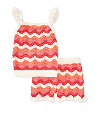 Little Girls 2T-6X Scalloped Crochet Ruffle Tank & Shorts Set | Dillard's