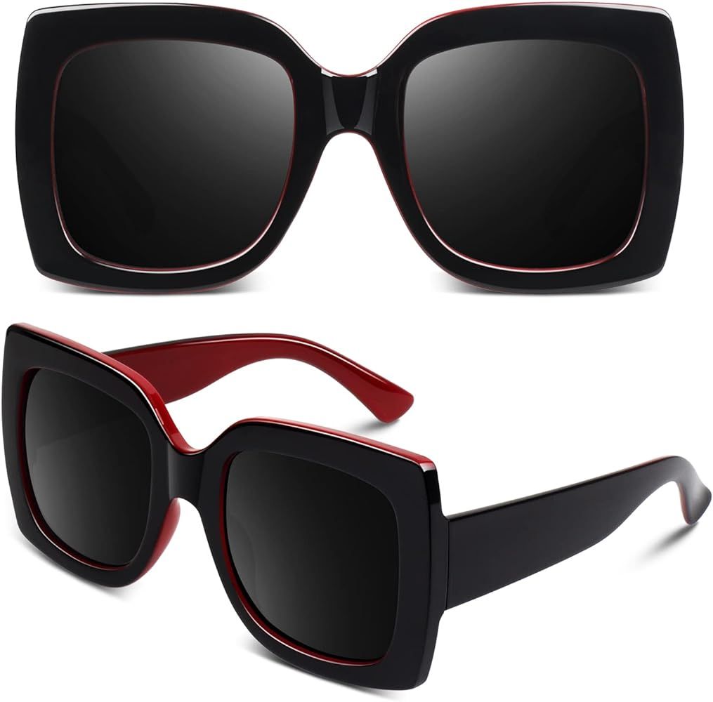 GQUEEN Oversized Square Frame Sunglasses Womens Retro Vintage Trendy Shades,S904 | Amazon (US)