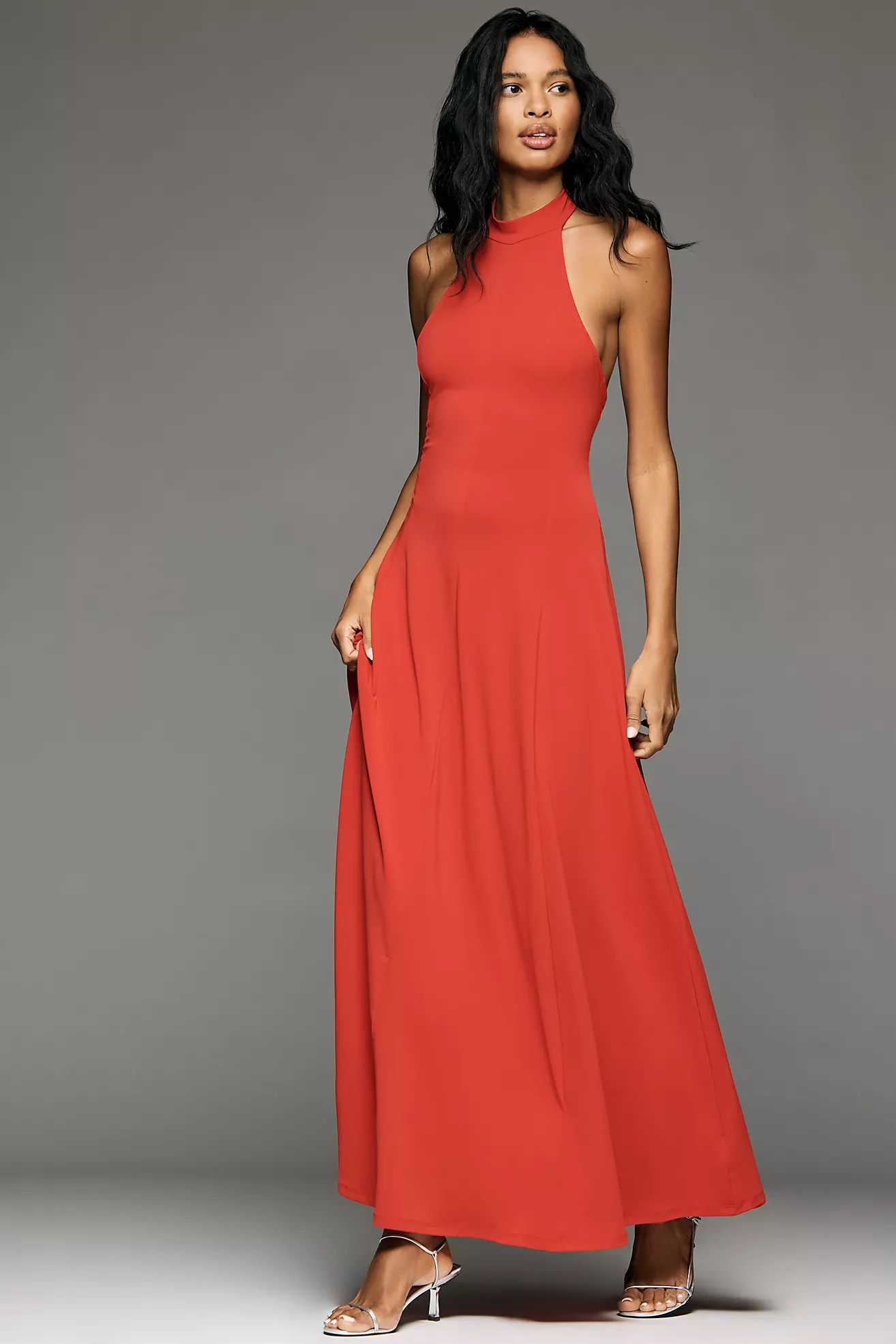 By Anthropologie Halter Open-Back A-Line Maxi Dress | Anthropologie (US)