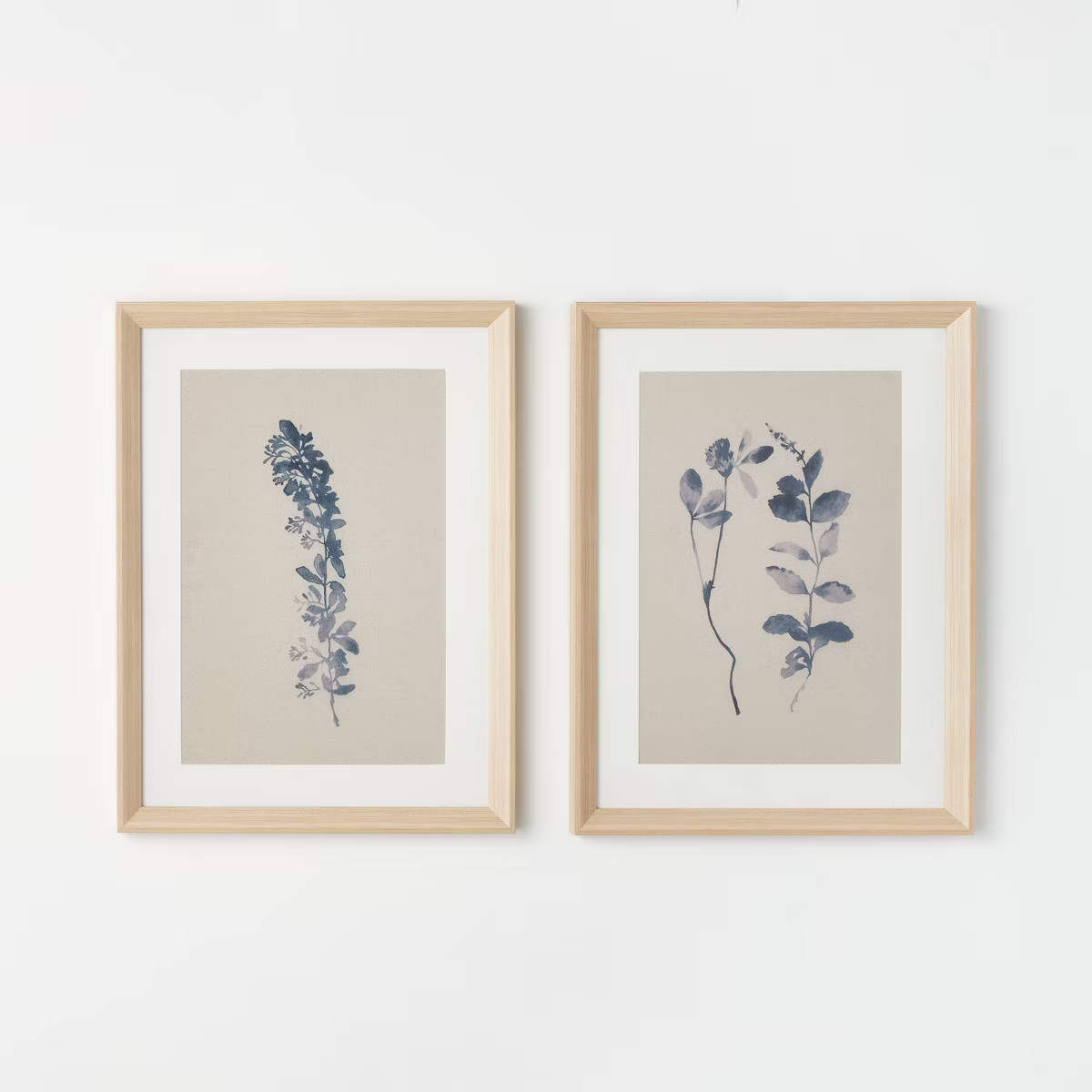 Set of 2 18" x 24" Naive Floral Sketch Framed Wall Arts Blue - Threshold™ designed with Studio ... | Target