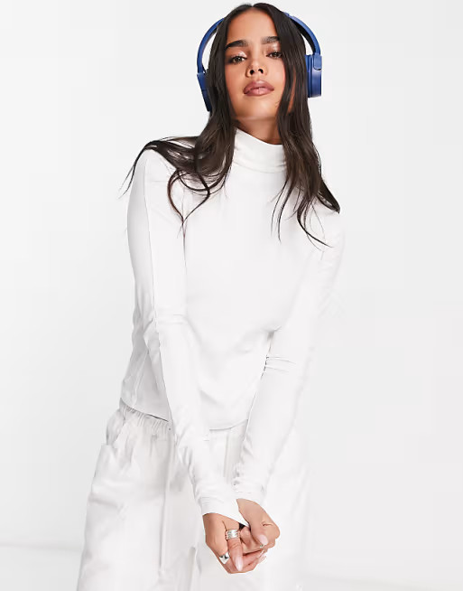Weekday Slim fitted turtleneck top in white | ASOS | ASOS (Global)