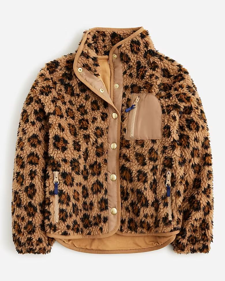 Girls' sherpa jacket in leopard print | J.Crew US