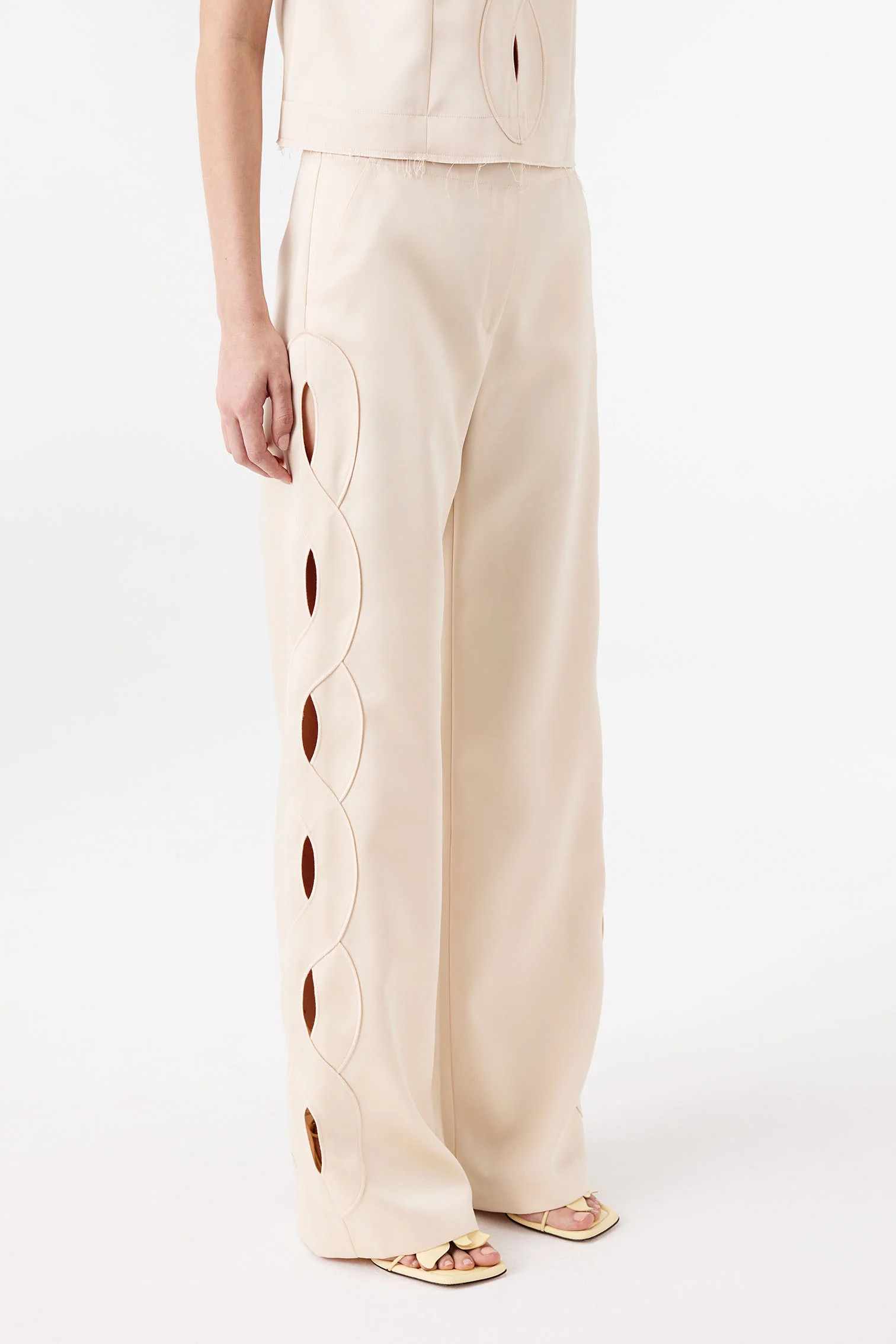 Satin pants with braided cutout | Shop.com