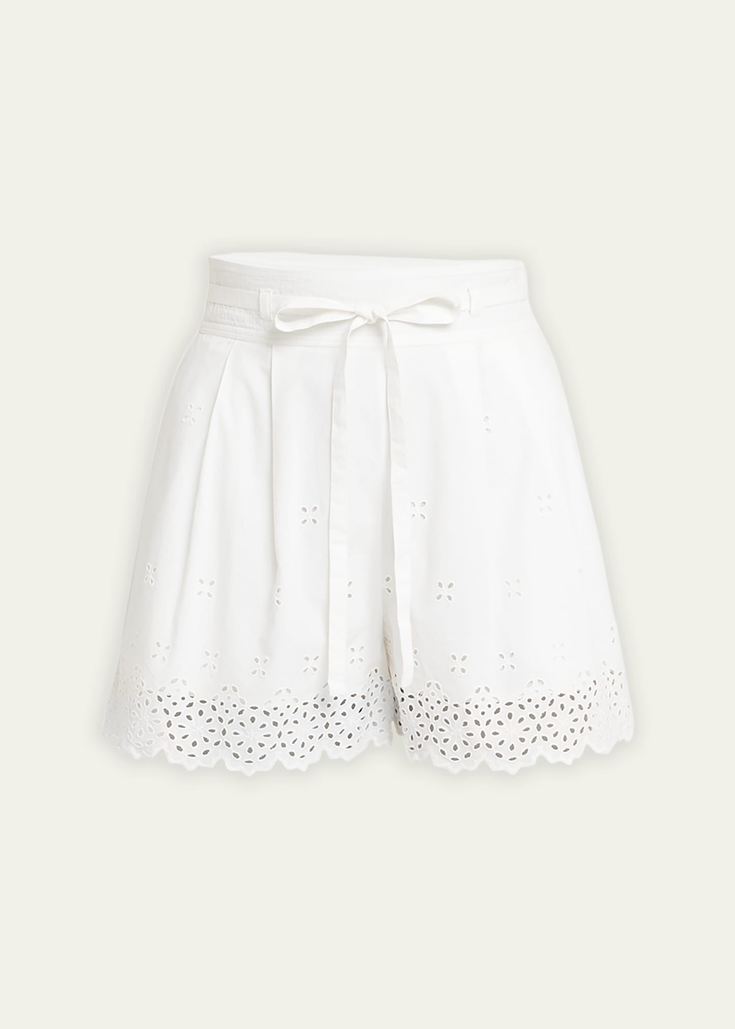 Ulla Johnson Sabine Belted Broderie Anglaise Cotton Shorts | Bergdorf Goodman