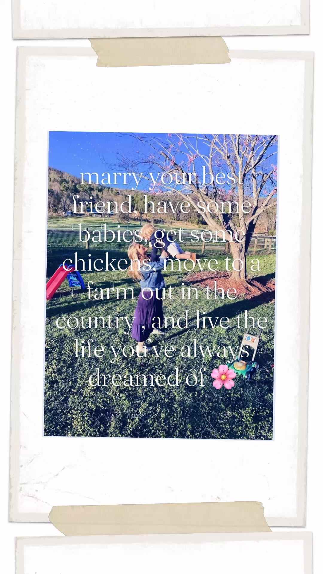 Raising sweet babies 👶🏼 with the country man 🌾 of my dreams 💭 on our f or e v e r farm 🚜 (with pink blooms 🌸 all around 😍) we’ve been dreaming of 🤠 and praying for 🙏 since we before we were even engaged 💍 ……. it’s just such a blessing!!! 🪻Hearts overflowing!!! 💖 #firstspringonthefarm #farmlife #springonthefarm #farmdream #livingourdream
