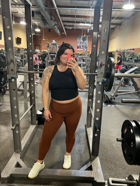 Midsize gym outfit inspo! Athleta elation tight in large petite, Vuori tank in large (but I also have XL and prefer the fit of that). My fav lululemon lifting shoes  

#LTKcurves #LTKFitness #LTKshoecrush