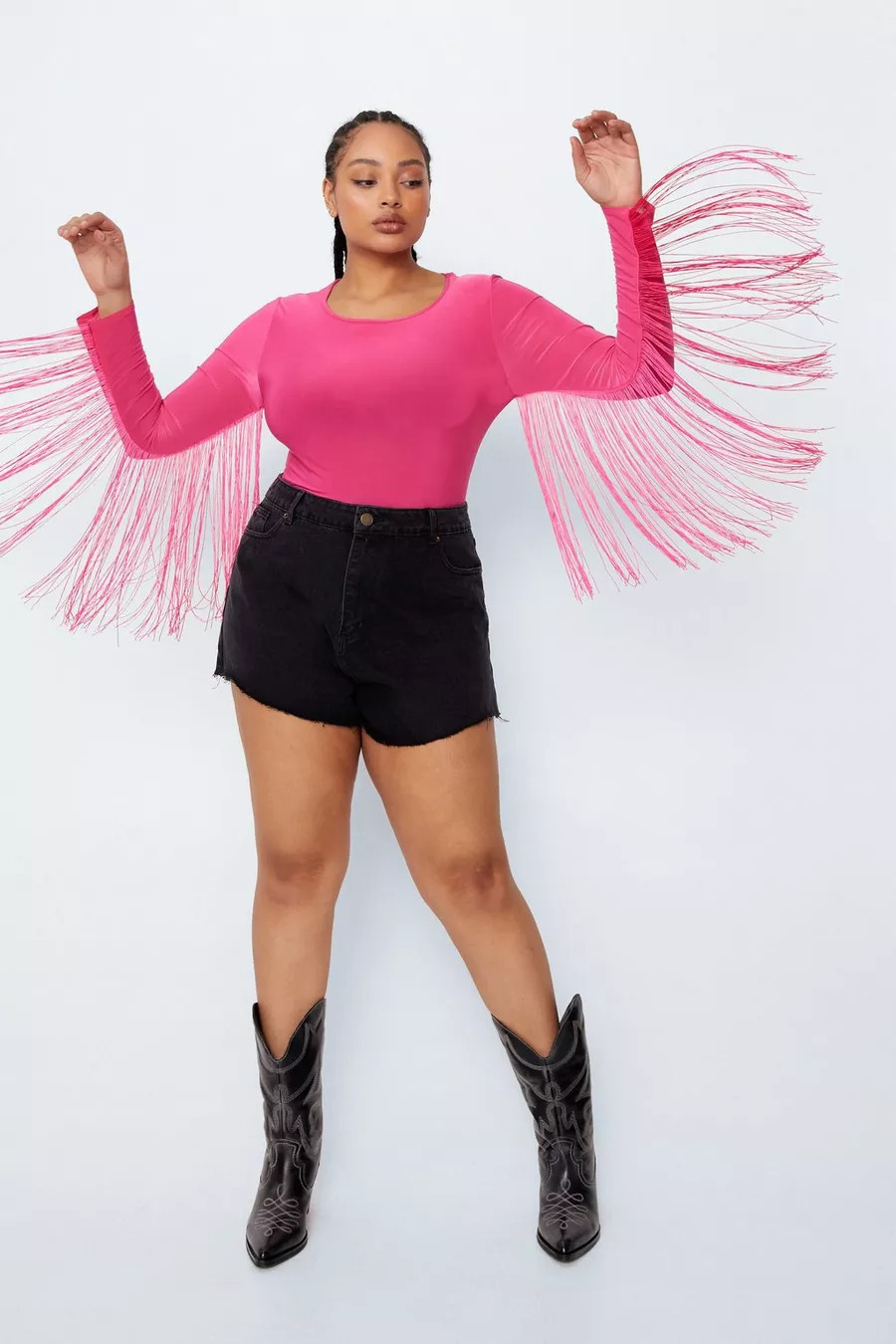 Plus Size Fringed Long Sleeve Bodysuit | Nasty Gal (US)
