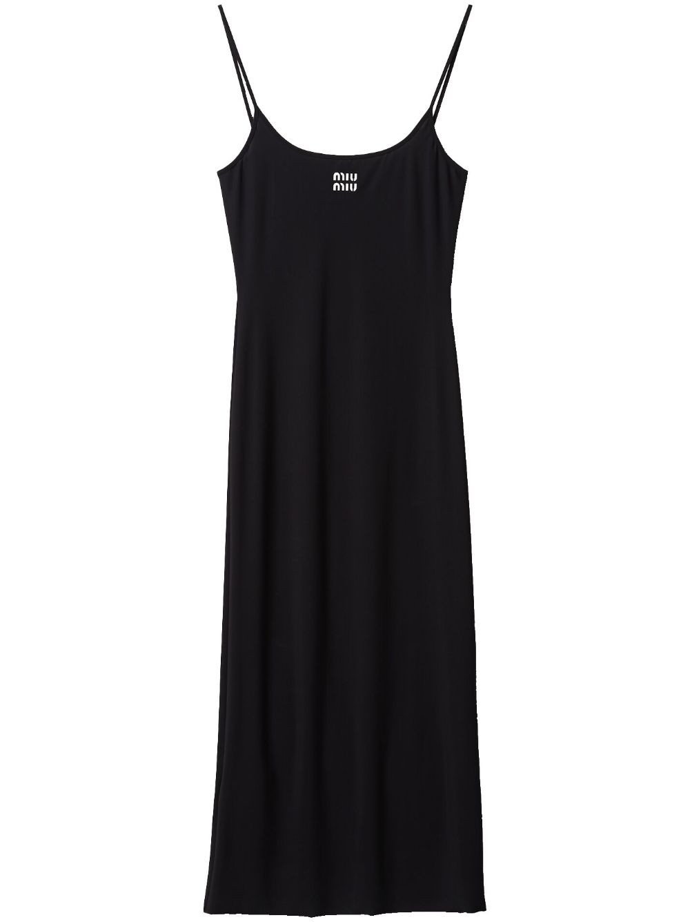 Miu Miu logo-print jersey midi dress - Black | Farfetch Global