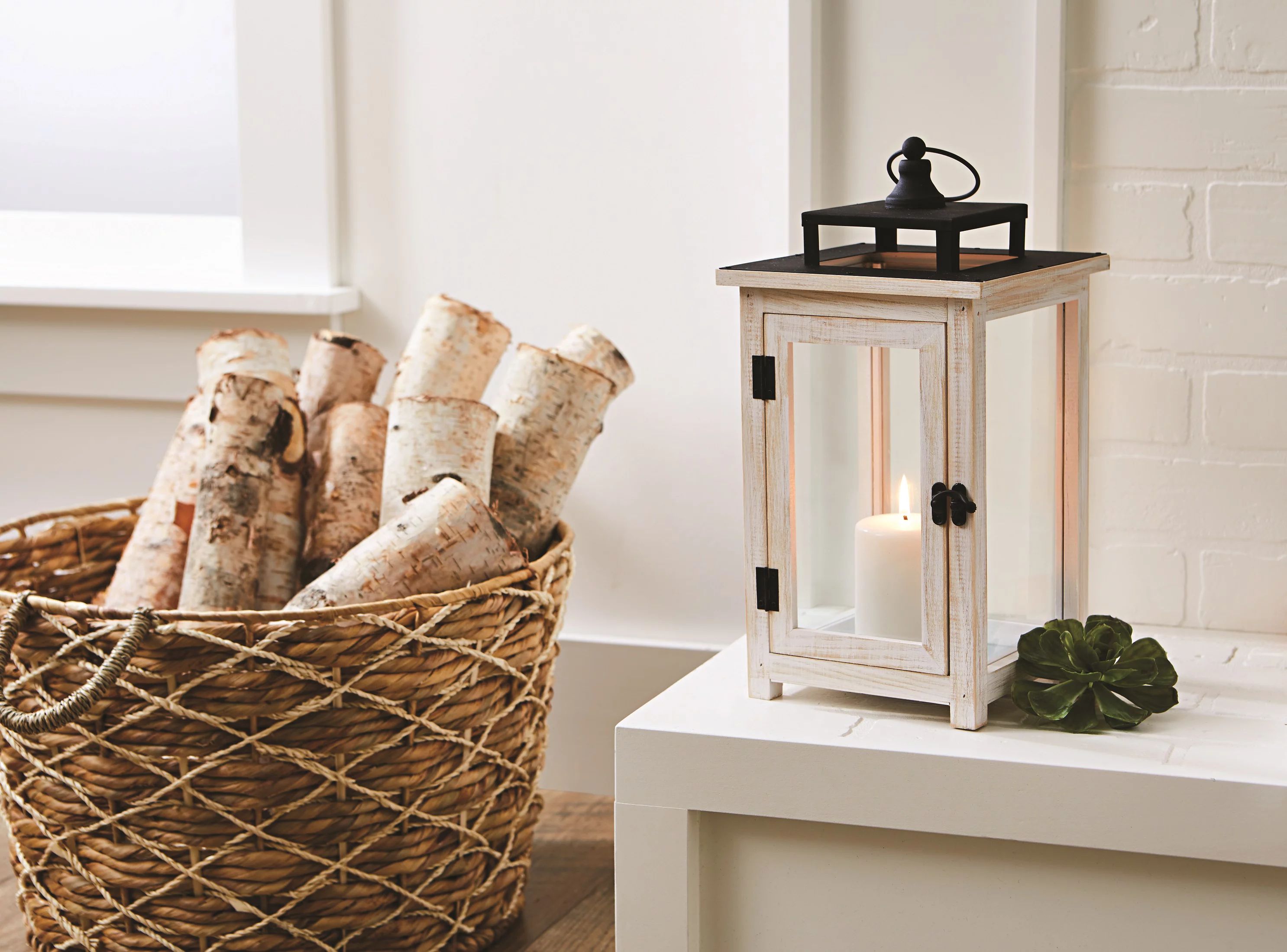 Better Homes & Gardens Wood & Metal Lantern, White | Walmart (US)