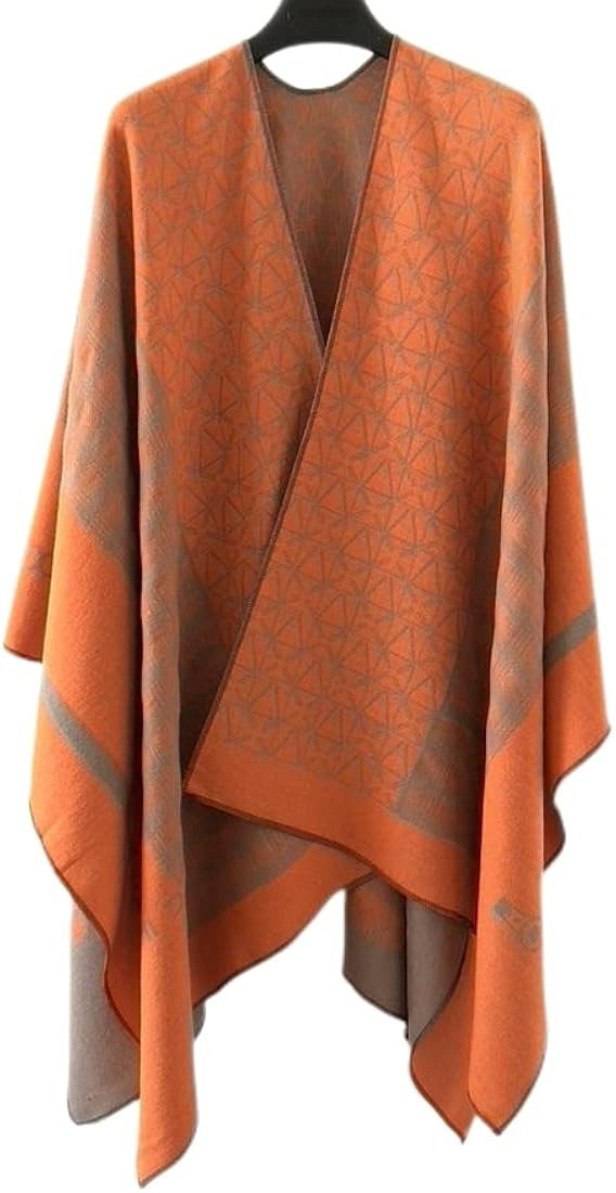Plaid Shawl Wrap Open Front Poncho Cape Cardigan Gift | Amazon (US)