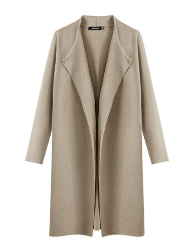 MEROKEETY Women's 2023 Long Sleeve Cardigan Sweaters Lapel Open Front Casual Knit Coatigan Jacket... | Amazon (US)