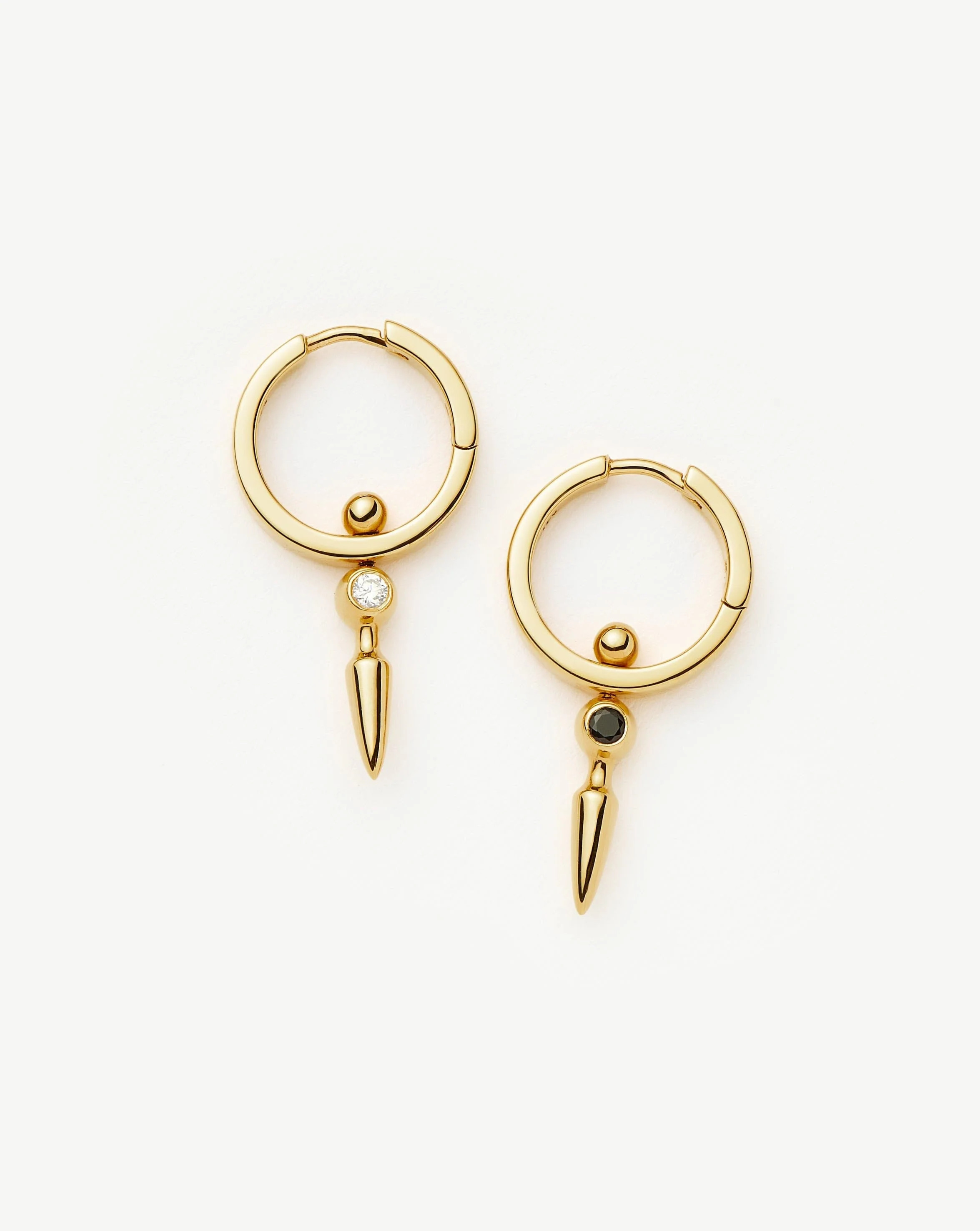 Kinetic Duality Spike Charm Hoop Earrings | 18ct Gold Vermeil Cubic Zirconia Earrings | Missoma UK