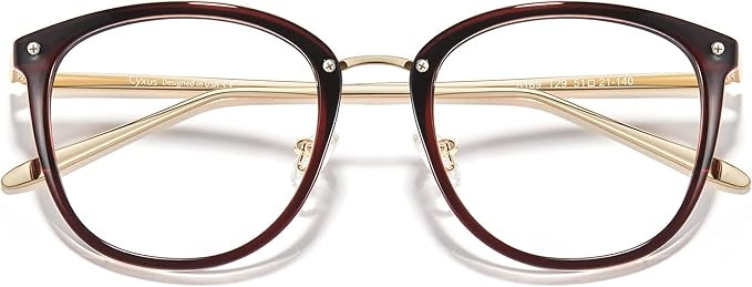 Cyxus TR90 Cat Eye Women Eyewear Frames Round Stylish Retro Metal Ultra Light Blue Light Glasses ... | Amazon (US)