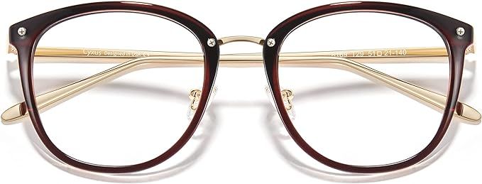 Cyxus TR90 Cat Eye Women Eyewear Frames Round Stylish Retro Metal Ultra Light Blue Light Glasses ... | Amazon (US)