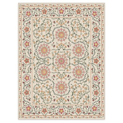 Ruggable Suzani Washable Boho Floral Area Rug - Coral 9'x12'. | Target