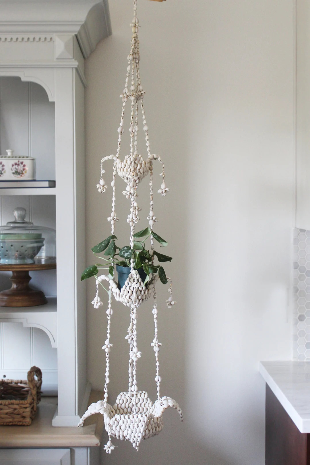 Vintage Three Tiered Shell Hanging Planter 1970's Boho - Etsy | Etsy (US)