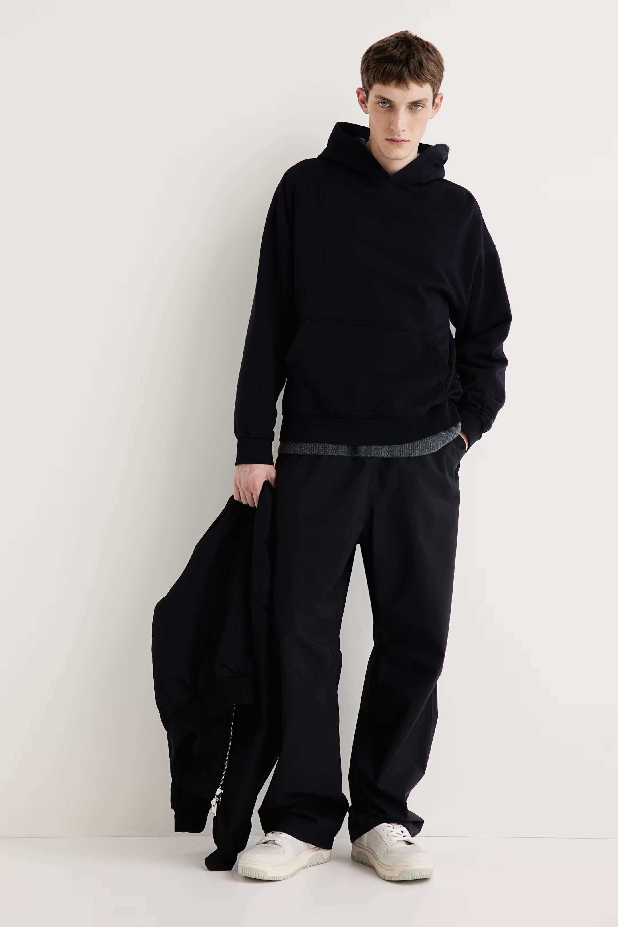 Loose Fit Washed Hoodie - Black - Men | H&M US | H&M (US + CA)