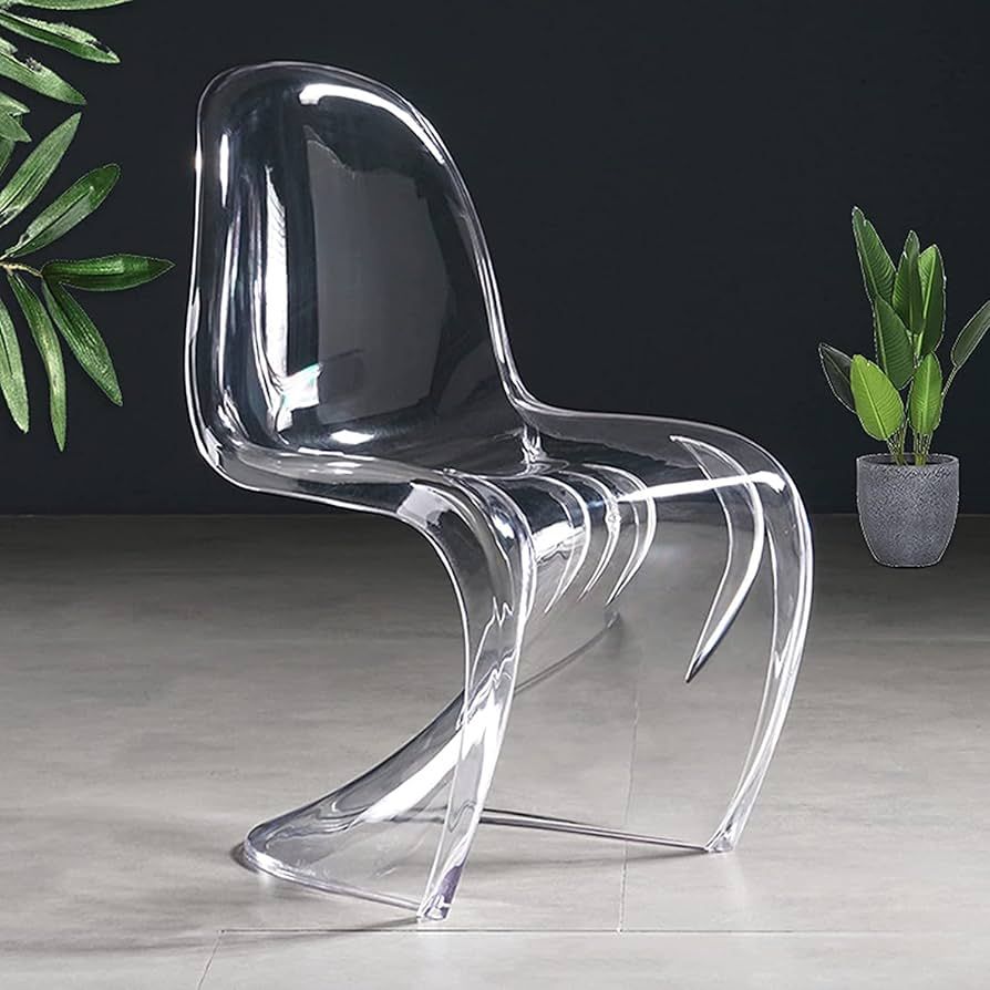 ZZAI Transparent Acrylic Chair, Modern S-Shaped Bar Chair, Creative Sliding Crystal Clear Dining ... | Amazon (US)