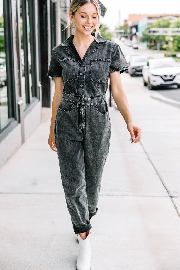 Show Me Around Black Denim Jumpsuit | The Mint Julep Boutique