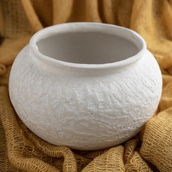 Paper Mache Pot Natural White Dia 11.02" - NATURAL WHITE - NATURAL WHITE - Bed Bath & Beyond - 40... | Bed Bath & Beyond
