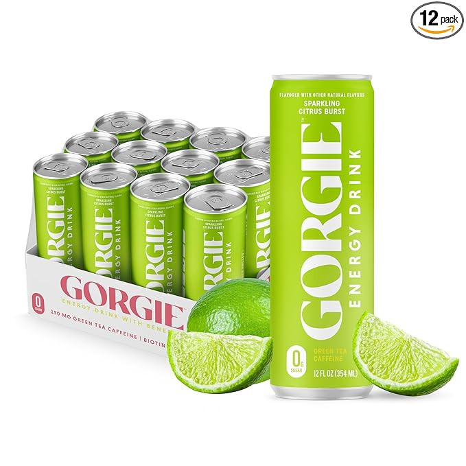 GORGIE Sugar Free Natural Energy Drinks, Sparkling Citrus Burst (12 Pack) - Healthy Energy Drinks... | Amazon (US)