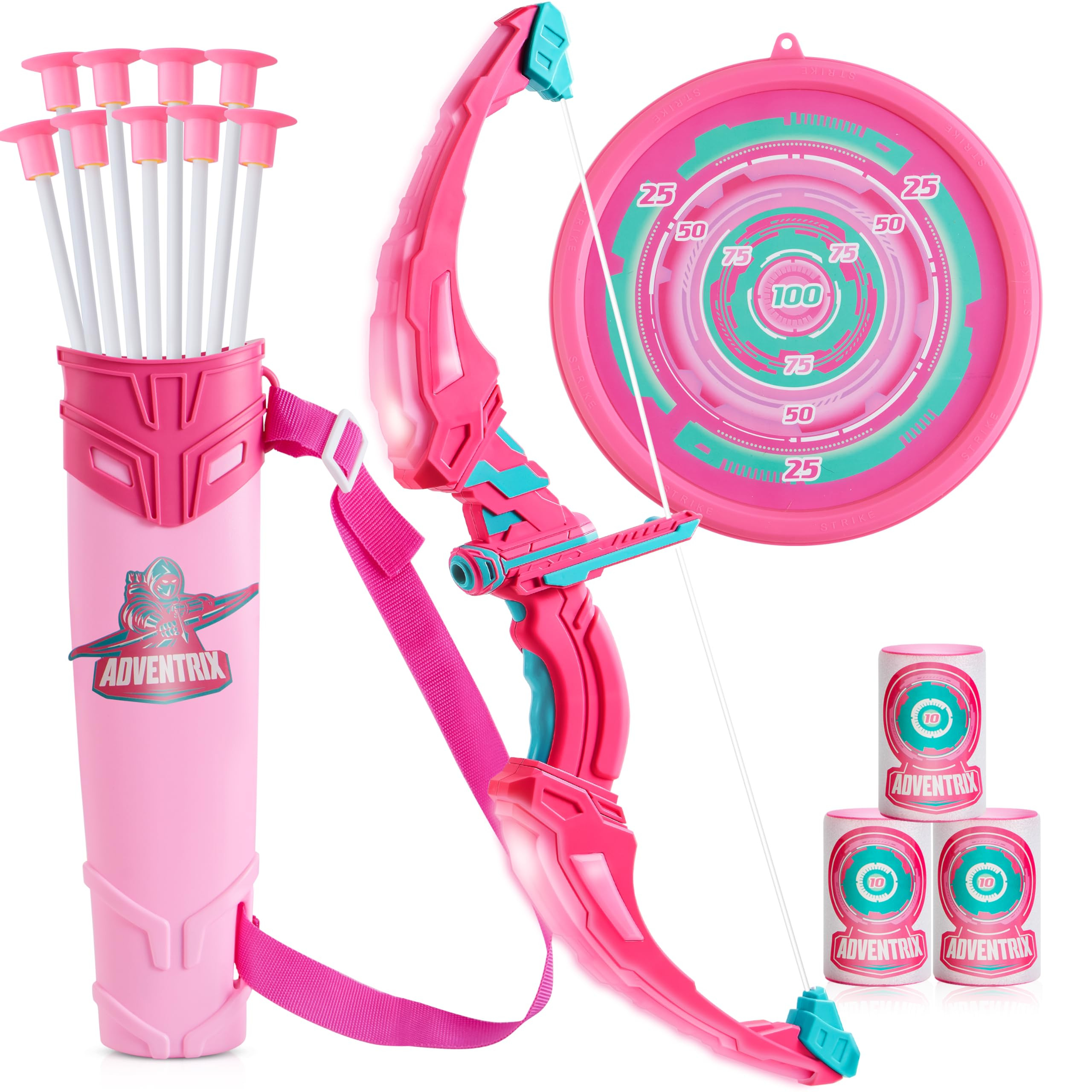JOYIN Pink Bow and Arrow Set for Girls, LED Light Up Archery Toy Set with 9 Suction Cup Arrows, T... | Amazon (US)