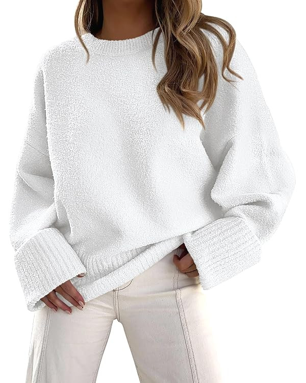 PRETTYGARDEN Women's Fall Oversized Sweaters Casual Crewneck Pullover Long Sleeve Fuzzy Chunky Kn... | Amazon (US)