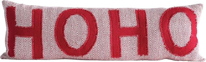 Creative Co-Op Ho Cotton Woven Pillows, Red + Free Shipping | Amazon (US)