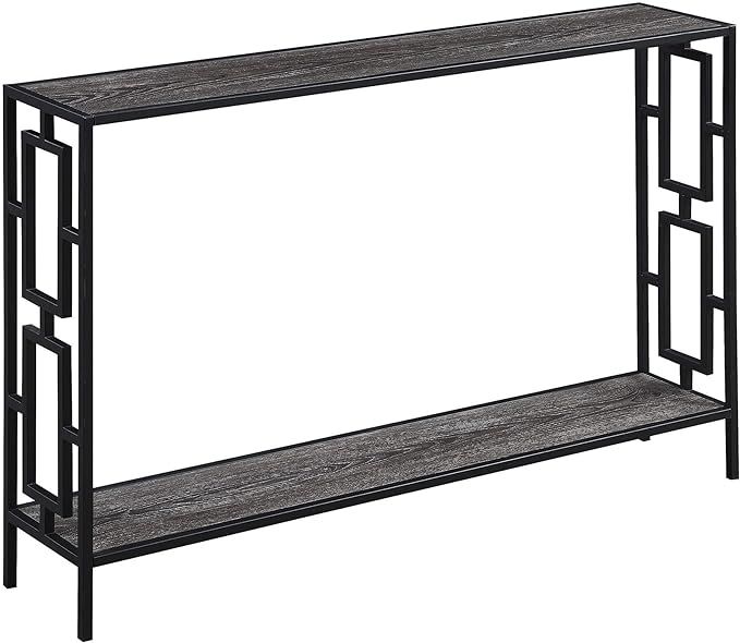 Town Square Metal Frame Console Table with Shelf, Weathered Gray / Black | Amazon (US)