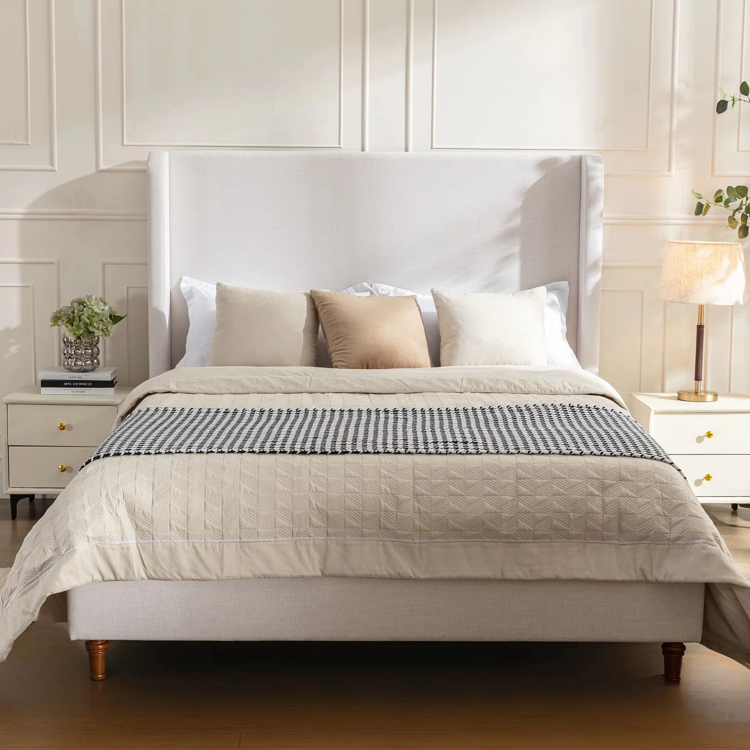 Latitude Run® Mozter Boucle  Upholstered Wingback Bed & Reviews | Wayfair | Wayfair North America