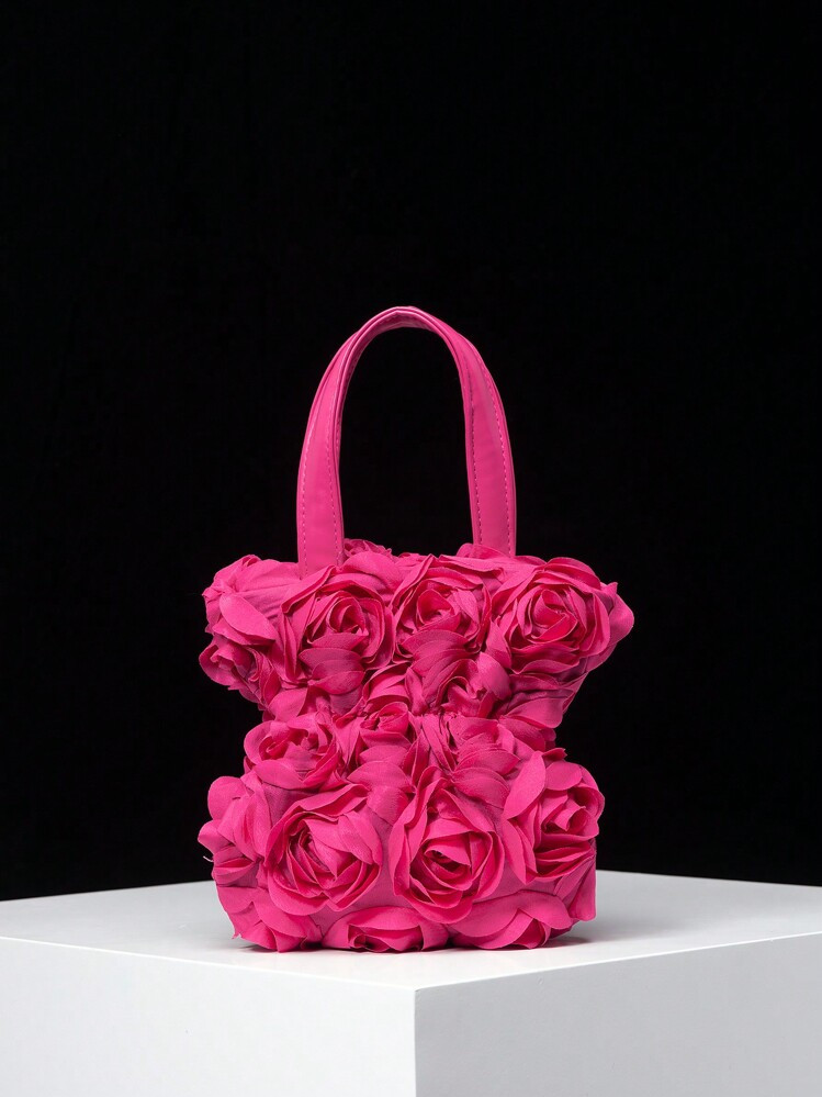 Elegant Rose Flower Design Handbag, Perfect For Wedding Party Or Evening Events, Sweet Women's Wa... | SHEIN