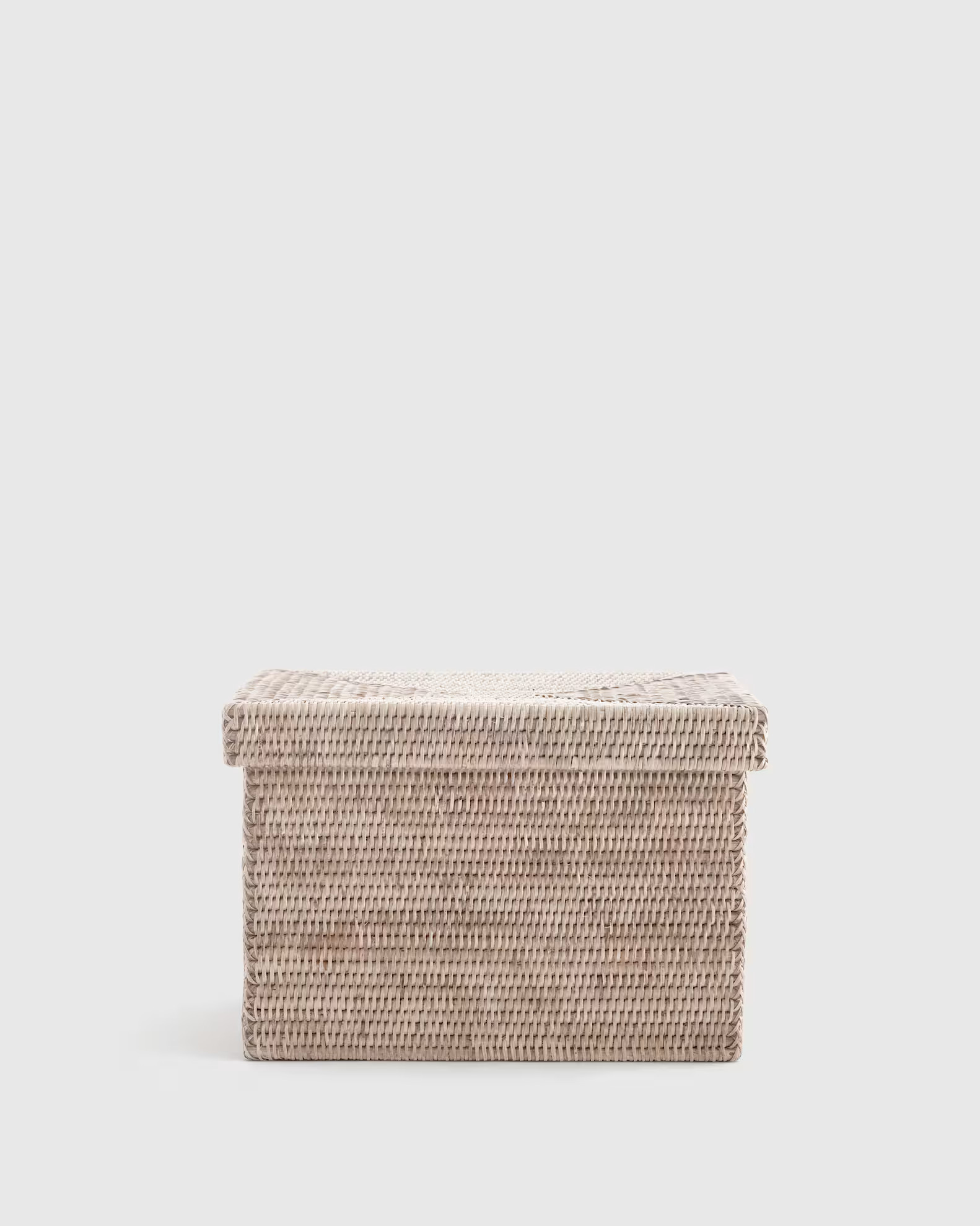 Rattan Storage Box with Lid in White Wash | Quince
