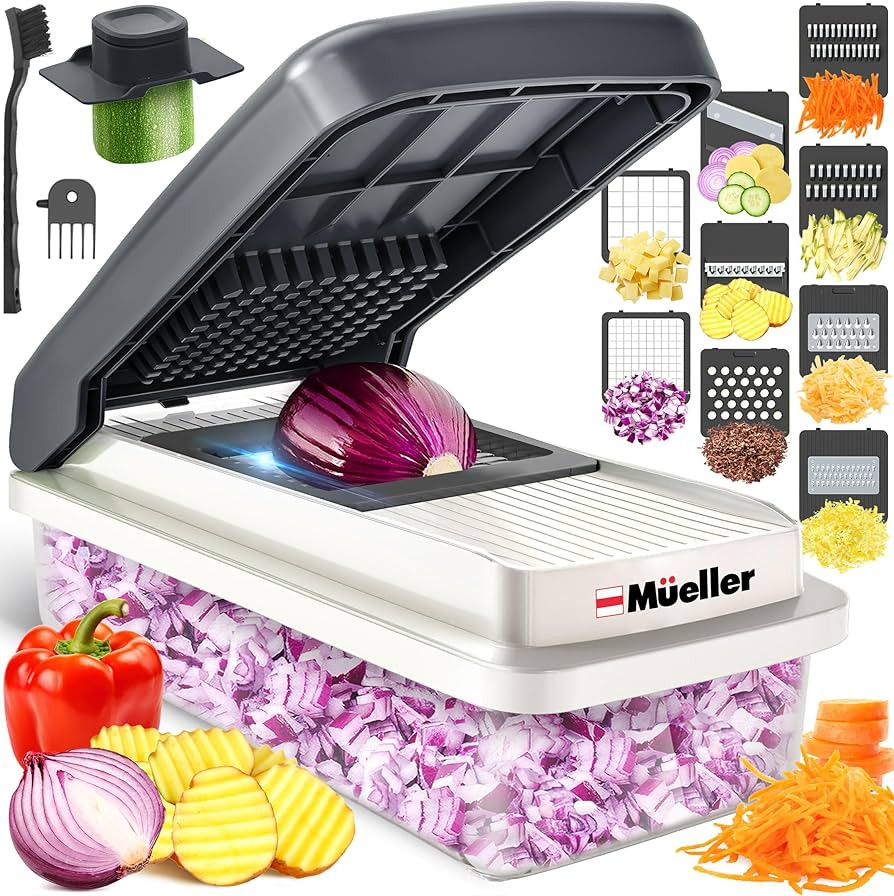 Mueller Vegetable Chopper 9 Blade, Mandoline Slicer, Veggie Chopper, Cheese Grater, Onion Chopper... | Amazon (US)