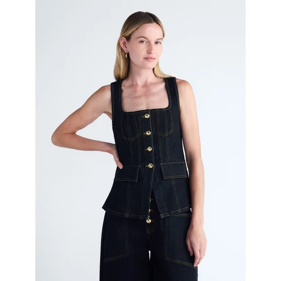 Scoop Women's and Women's Plus Denim Corset Top, Sizes XS-4X | Walmart (US)