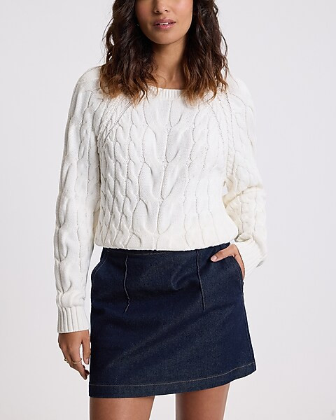 Cable Knit Crew Neck Sweater | Express