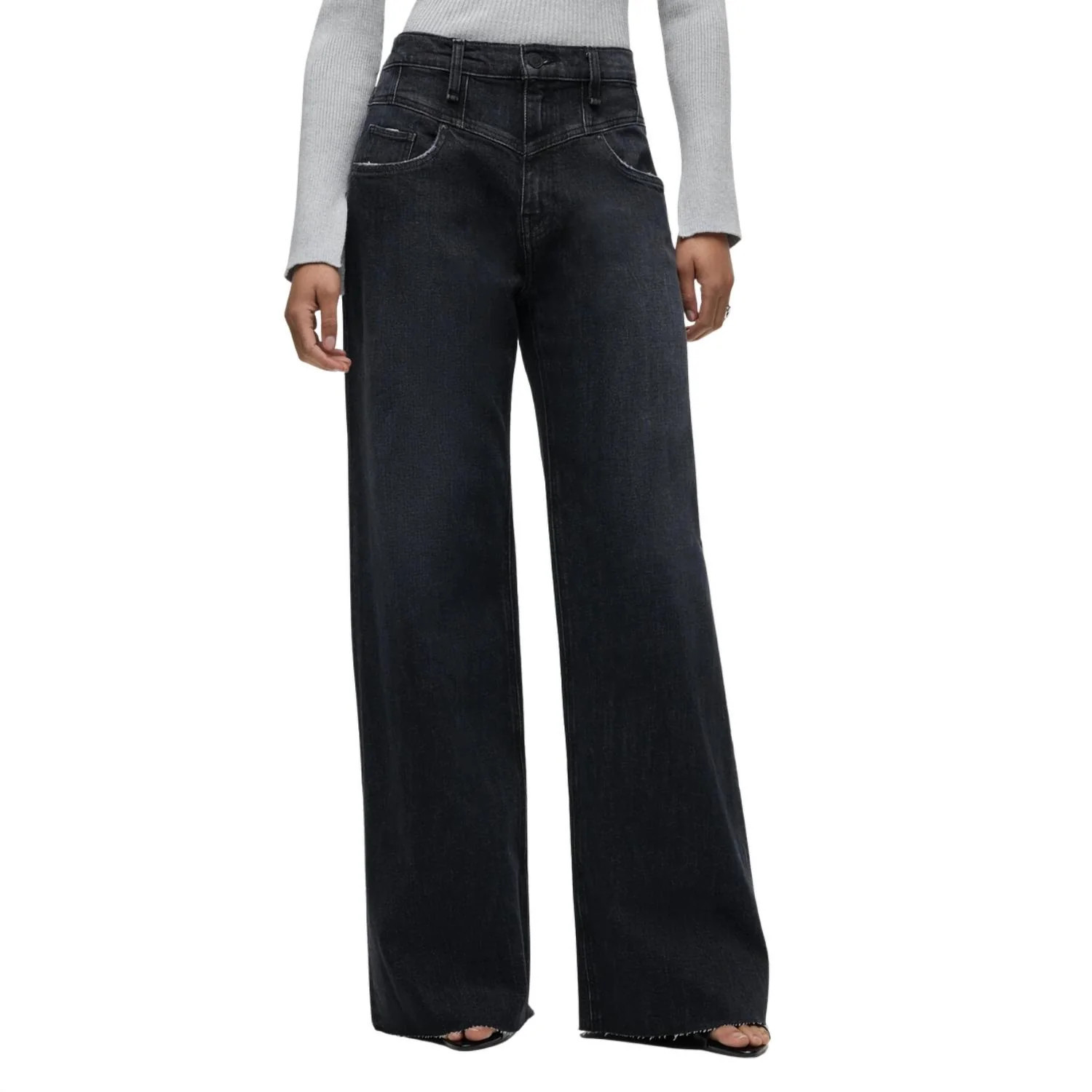 Women's Jodie Seamed Front Yoke Wide Leg Jean In Milano Noir | Shop Simon