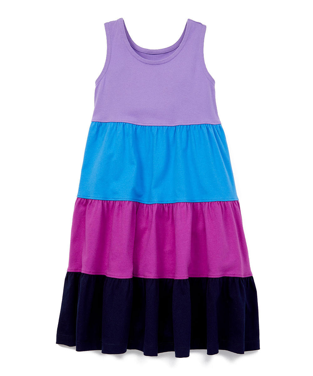 Hanna Andersson Girls' Casual Dresses Purple - Purple Color Block Twirl Power Racerback Dress - Girl | Zulily