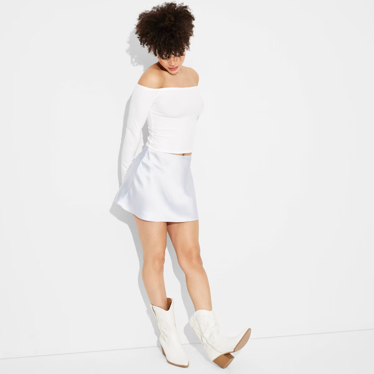 Women's Long Sleeve Off the Shoulder Lace Trim Top - Wild Fable™ | Target