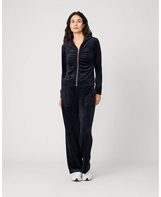 Women's Ruched Zip-Up Velour Set | Macy's